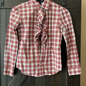 Girls Ralph Lauren checked shirt with buttons and frill front